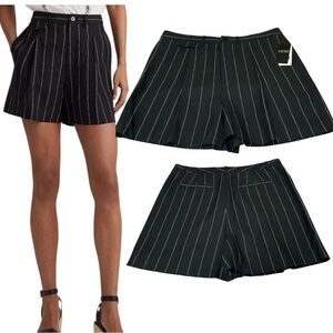 Lauren Ralph Lauren Black Pinstripe Pleated Linen Shorts LRL - Women’s 12 NWT